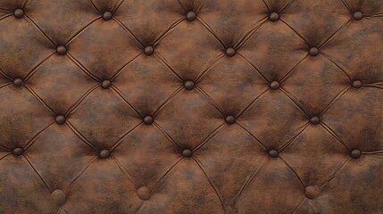 Fototapeta premium High-quality 8K close-up photo of elegant brown leather Chesterfield sofa with button design. Luxurious interior decoration background with brown velvet fabric pattern. Perfect for design projects.