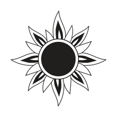 The Symbol of sun or flower black and white
