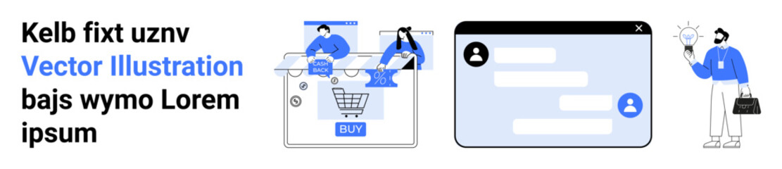 Obraz premium Professionals managing an online store, engaging in digital communication, and a business person giving a presentation. Ideal for e-commerce, virtual assistance, customer service, digital marketing