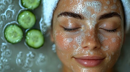 Cucumber Face Mask Bubbles Spa