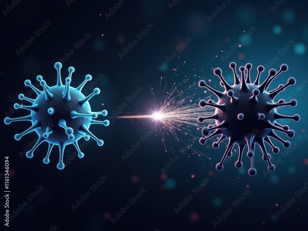 Poster conceptual portrayal of a cyber battle between artificial intelligence entities represented as digit