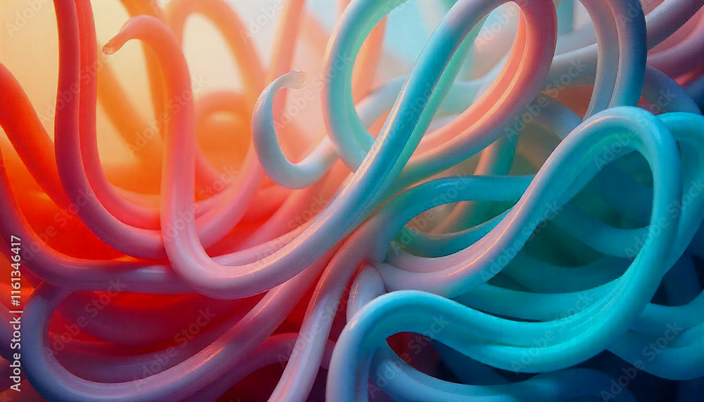 Aufkleber colorful abstract background with overlapping rings and curved lines in various vibrant colors inclu