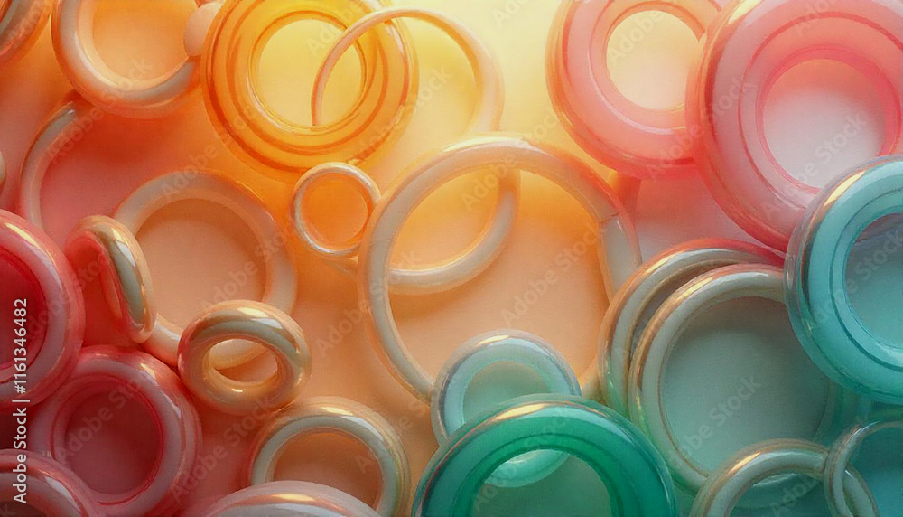 Aufkleber colorful abstract background with overlapping rings and curved lines in various vibrant colors inclu