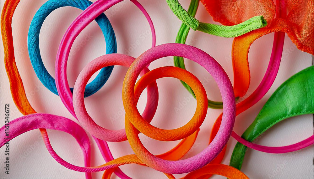Aufkleber colorful abstract background with overlapping rings and curved lines in various vibrant colors inclu