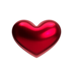 3D red metallic heart with glossy surface, isolated vector object. Abstract symbol of love for Valentine’s Day, romance, and wedding design. Modern decoration for posters, cards, invitations, banners