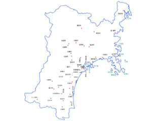 Obraz premium 宮城県 地図 白 斑点 イラスト