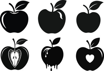 Apple vector silhouette set design, apple icon set illustration