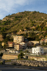 Aerial view on Italian Riviera and mountains from French-Italian border inVentimiglia
