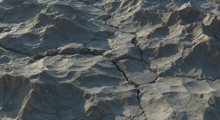 Fototapeta premium Cracked Stone Texture, Gray Rocky Surface, Dry Land, Mountainous Terrain