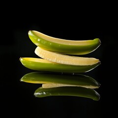 Two slices green pepper on black