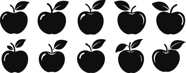 Apple vector silhouette set design, apple icon set illustration