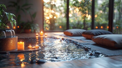 Serene Water Feature 3D Illustration