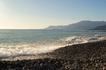 Liguria beach. Famous touristic town in the Cinque Terre, Italy.