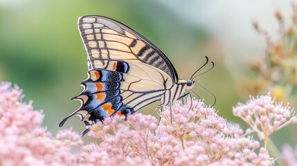 Obraz premium isolated Eastern Tiger Swallowtail Butterfly on a Delicate Flower