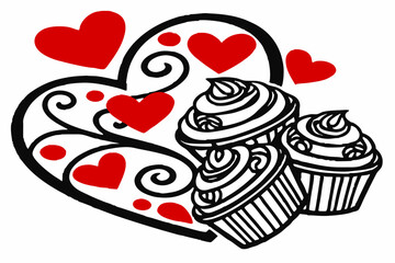 Explore the delightful charm of Cupid’s Candy Coils in this stunning vector line art design. Perfect for Valentine’s Day, this elegant artwork features intricate details on a clean white background