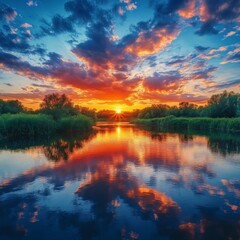 Obraz premium Sunset by river