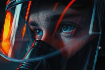 Scientist inside space capsule