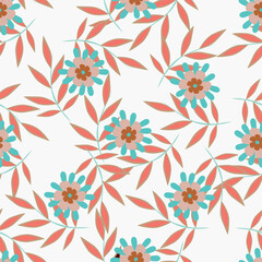 Beautiful pattern with flowers and leaf
