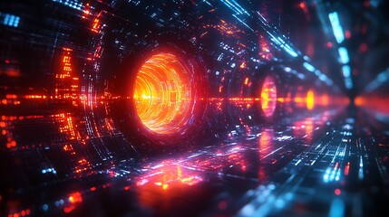 Obraz premium Vibrant Lights Enhancing Futuristic HUD Dashboard and Creating Dynamic Background