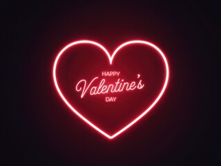 Neon Heart Happy Valentine&rsquo;s Day Design