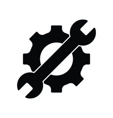 Wrench and gear icon, Service tool icon, setting icon. Vector illustration isolated on white background. EPS 10