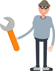 Thief Character Holding Wrench Tool
