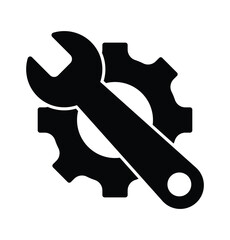 Wrench and gear icon, Service tool icon, setting icon. Vector illustration isolated on white background. EPS 10