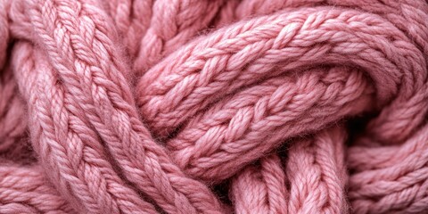 Closeup view of pink woolen yarn texture