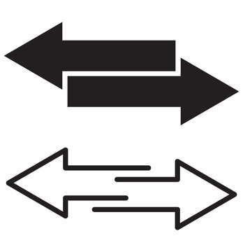 Dual sided arrow vector, icon, silhouette design. Double ended black arrow vector design for website, app and logo design. Vector illustration of duel side arrow. Black transfer arrow icon vector .