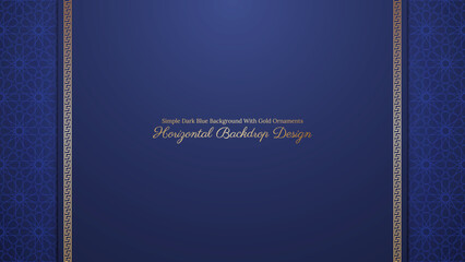 Simple Backdrop Design With Luxurious Navy Blue Horizontal Background with Subtle Star Like Patterns And Shiny Gold Ornaments