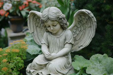 Obraz premium A serene angel figure with soft wings, offering a sense of peace and protection