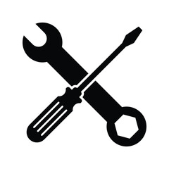 Repair icon. Service icon. Wrench and screwdriver icon. Settings icon isolated on white background.