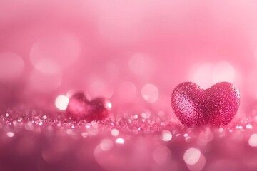 An abstract Valentine's Day background filled with swirling hearts in vibrant reds and pinks, evoking love and romance in a dreamy design.