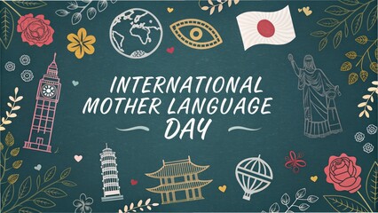 Celebrating international mother language day with global symbols and cultural icons