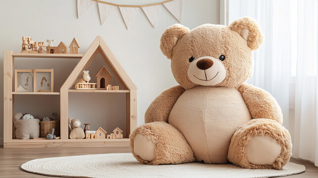 Giant Teddy Bear in Child s Room  Playroom Decor  Soft Toy  Plush  Nursery
