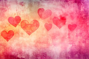 An abstract Valentine's Day background filled with swirling hearts in vibrant reds and pinks, evoking love and romance in a dreamy design.