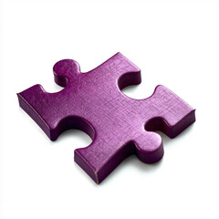 Fototapeta premium Single purple jigsaw puzzle piece on white background representing problem solving