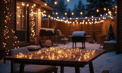 Cozy winter evening with warm lights