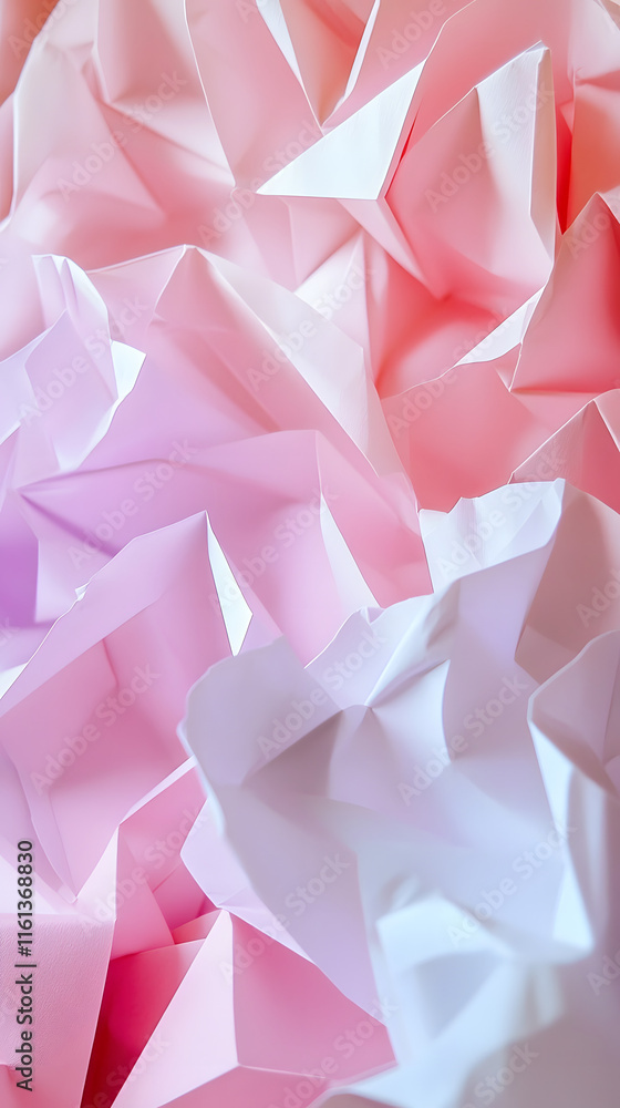 Aufkleber intricate abstract background featuring layered paper folds in soft pink and white hues creating a d
