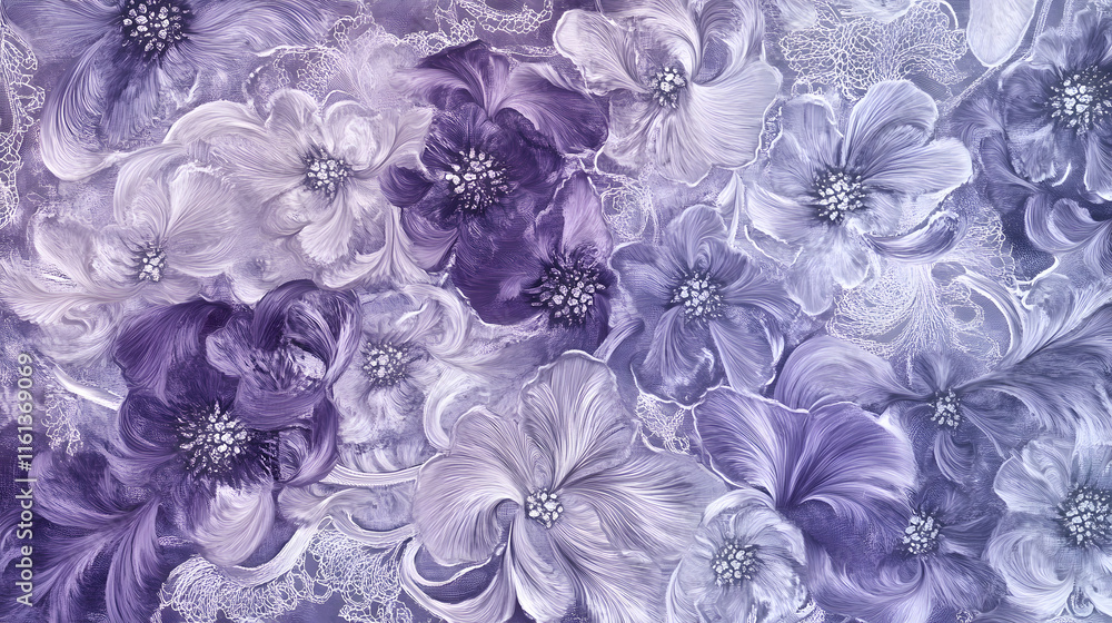 Poster abstract background featuring delicate lace-inspired patterns intertwined with soft floral elements 