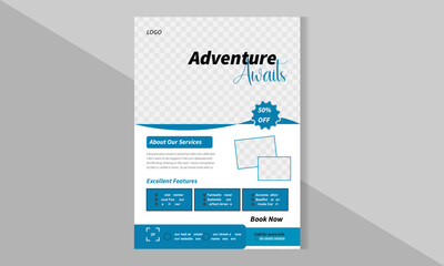 simple, adventure, explore, elegant, travel, flyer, template, creative, layout, A4 size