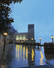 Santa Maria de Montserrat Abbey at sunset