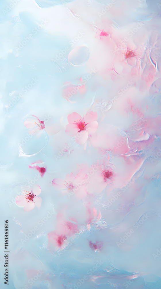 Aufkleber abstract background featuring soft gradients of pink and blue with delicate flowers creating a seren