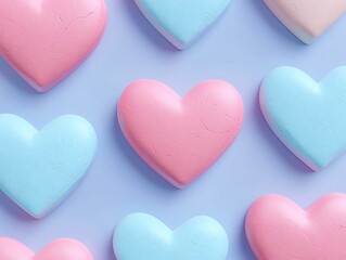 Obraz premium Valentine's Day Pastel Pink Blue Hearts Love Romance Valentine s Day Background