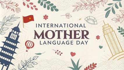 Celebrate international mother language day with cultural symbols and vibrant designs