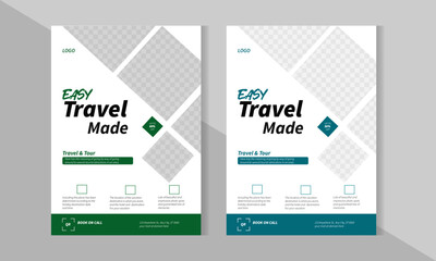 Modern, elegant, travel, flyer, template, creative, layout, A4 size
