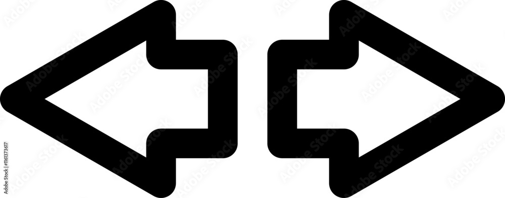 Poster two black arrows pointing left and right, symbolizing decision making and the process of navigating 
