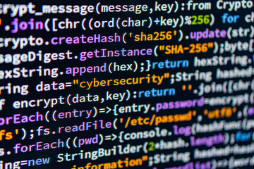 Obraz premium Cybersecurity. The image shows lines of computer code or binary data written in a script or file