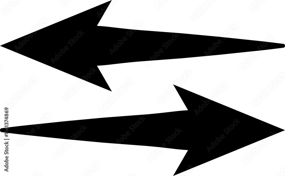 Poster two elongated black arrows are pointing in opposite directions, creating a dynamic visual suggesting