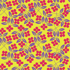 seamless vintage pattern. Orange and yellow flowers, green leaves. pink background. vector texture. fashionable print for textiles and wallpaper